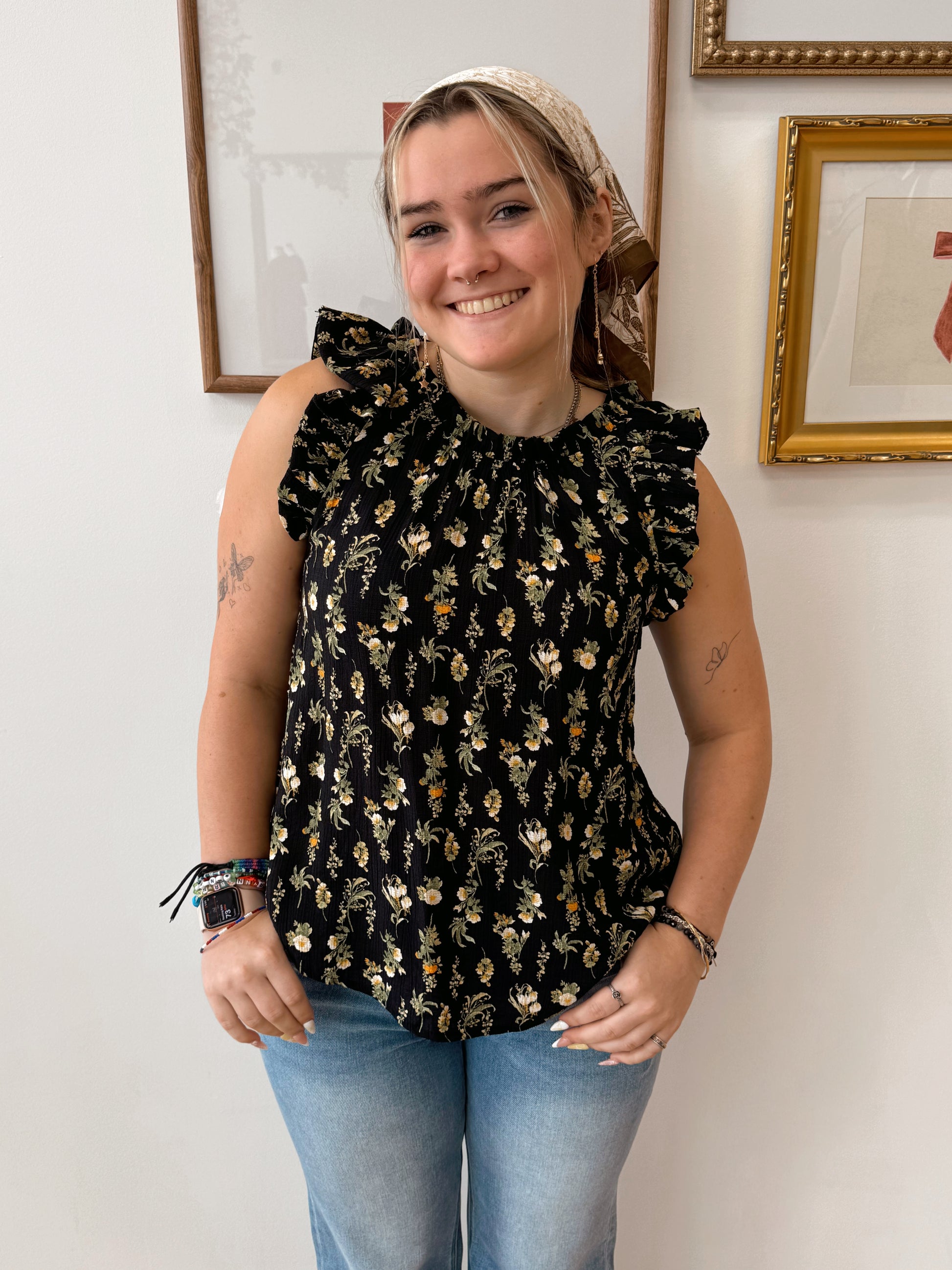Black Daisy Chain Blouse Shirts & Tops