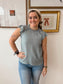 Lace Shoulder Scallop Trim Top Shirts & Tops