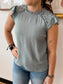 Lace Shoulder Scallop Trim Top Shirts & Tops