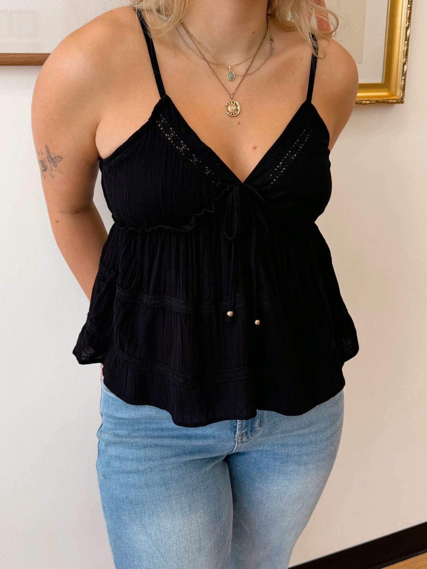 Lace Trim Cami Top Shirts & Tops