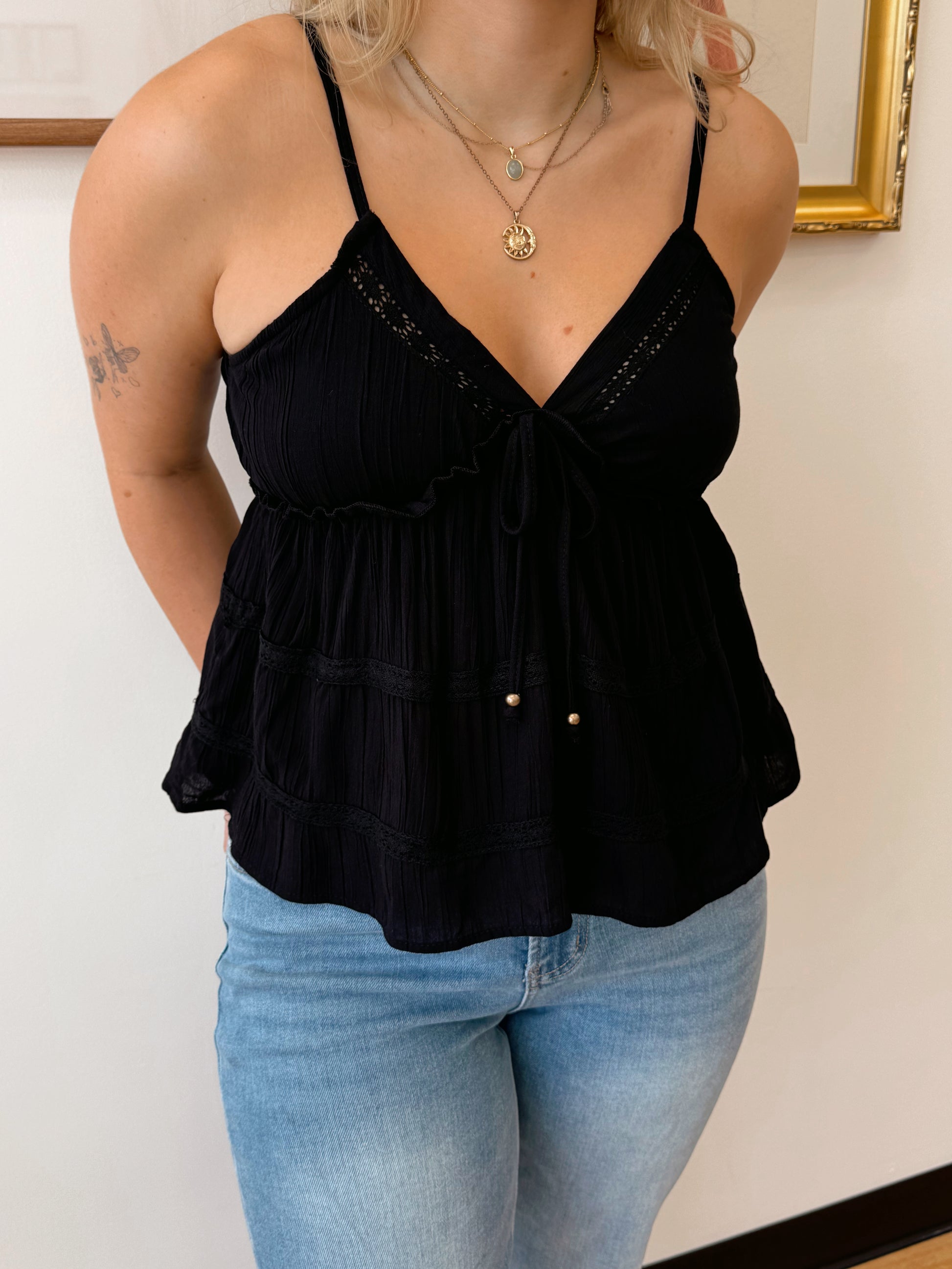 Lace Trim Cami Top Shirts & Tops