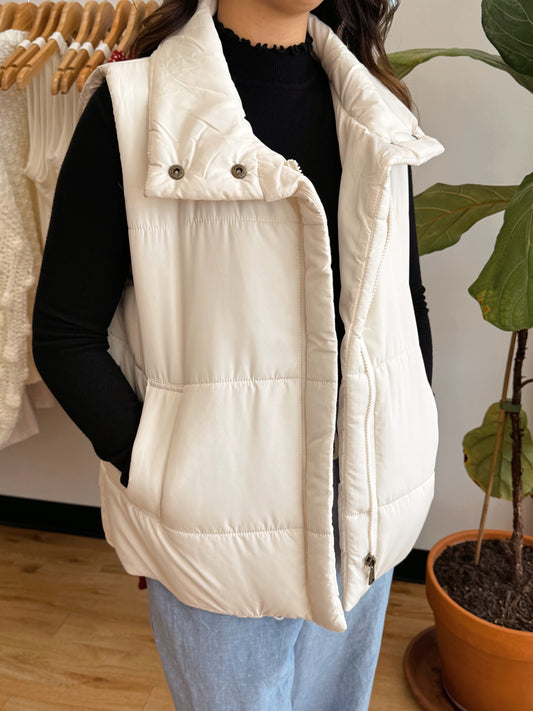 Ivory Zip Puffer Vest vest
