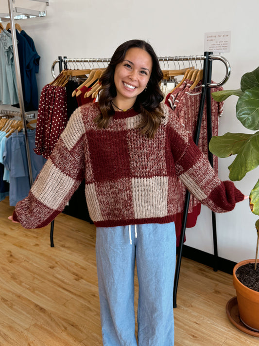 Plaid Pullover Sweater Shirts & Tops