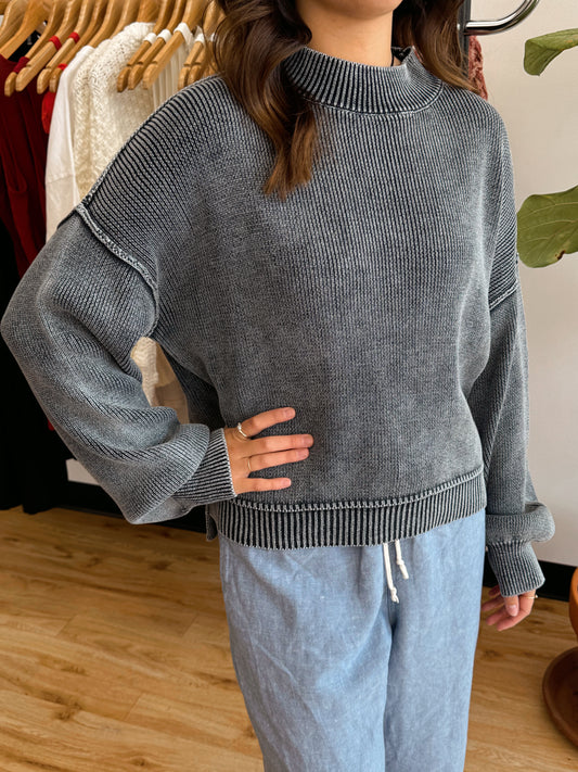 Washed Mock Neck Sweater Shirts & Tops