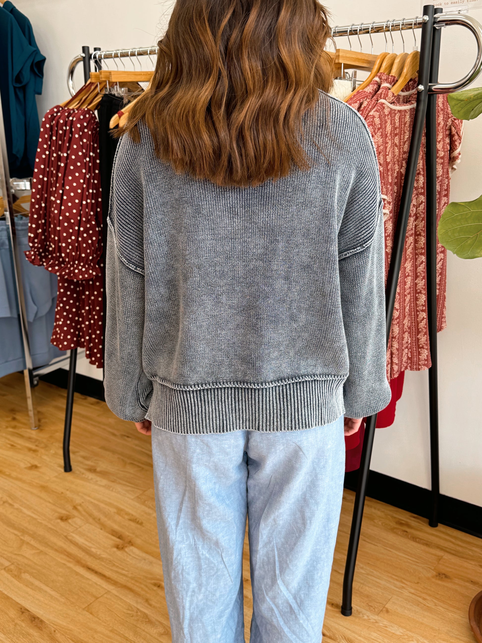 Washed Mock Neck Sweater Shirts & Tops