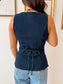 Dark Denim Button-Down Vest Shirts & Tops