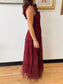 Burgundy Tulle Midi Dress Dress