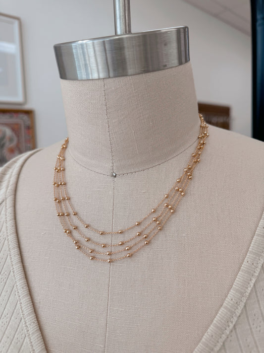 Multi-Layered Gold Bead Necklace