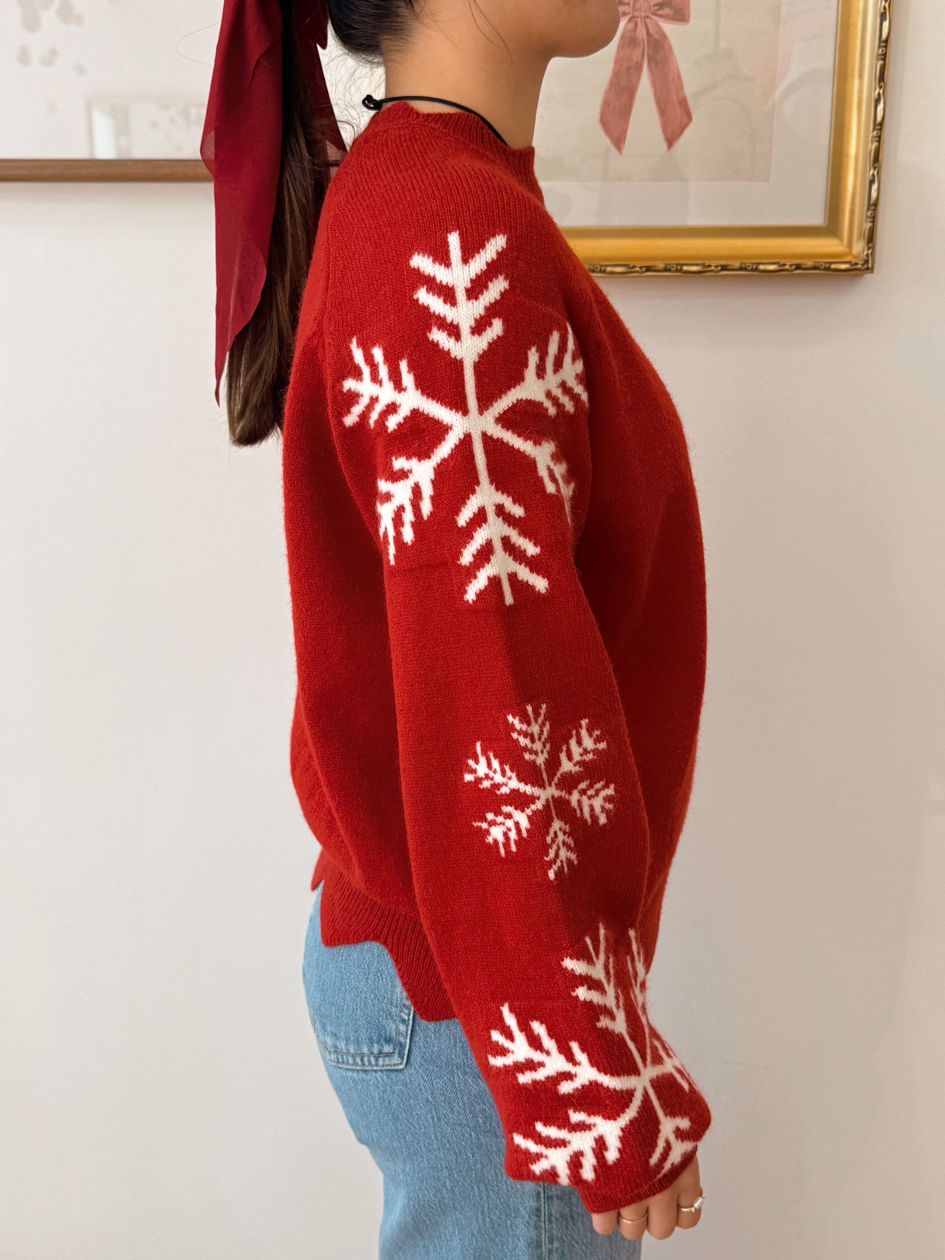 Snowflake Sleeve Sweater Shirts & Tops