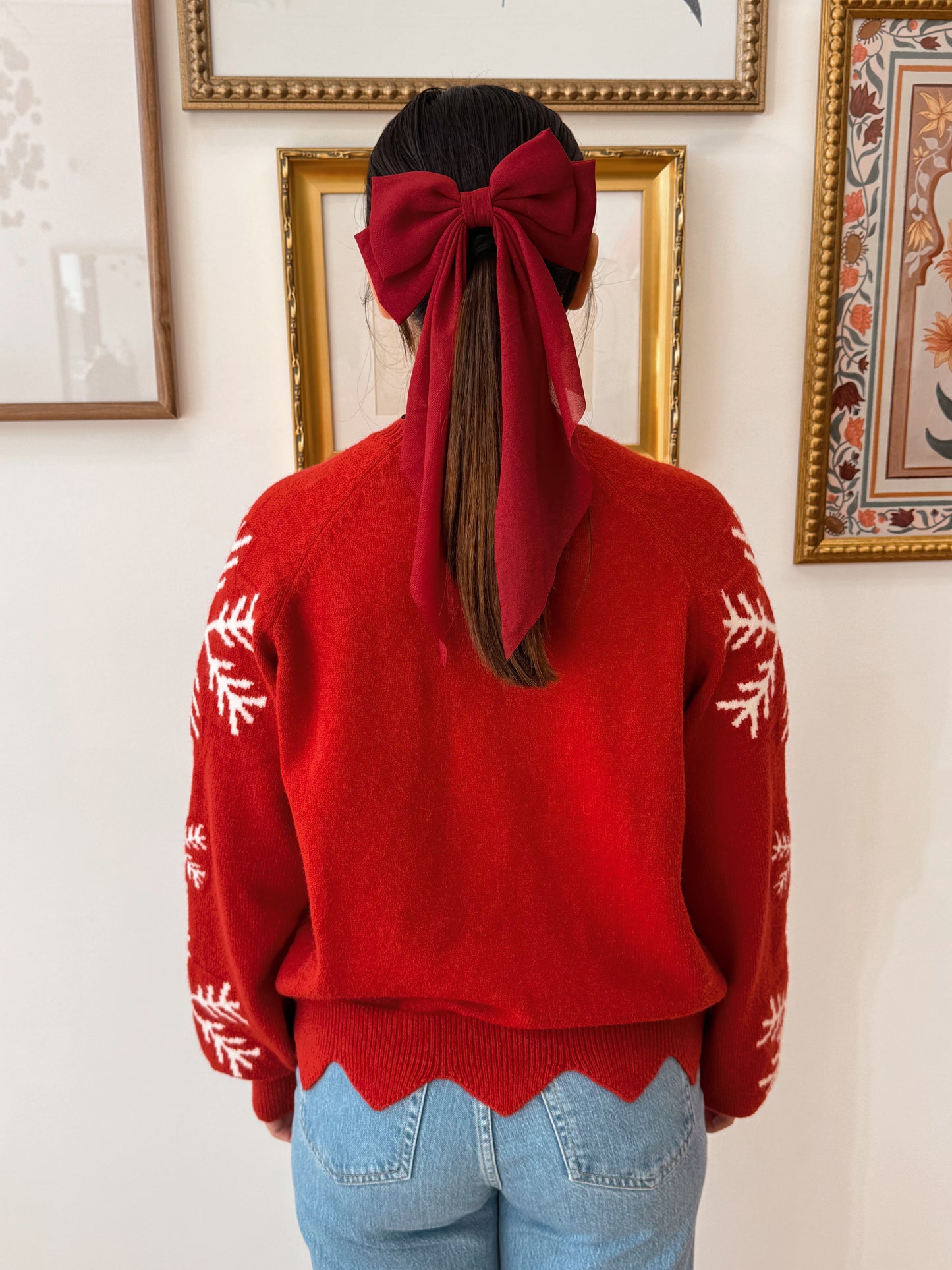 Snowflake Sleeve Sweater Shirts & Tops