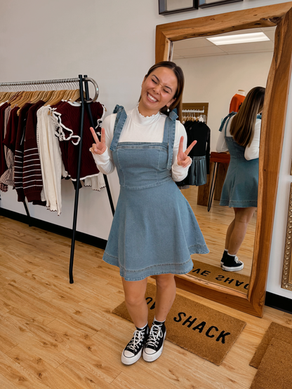 Denim Bow Shoulder Dress