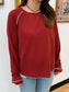 Waffle Knit Red Long Sleeve Top Shirts & Tops