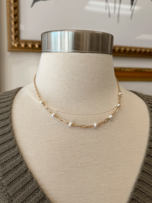 Pearl Beaded Chain Necklace