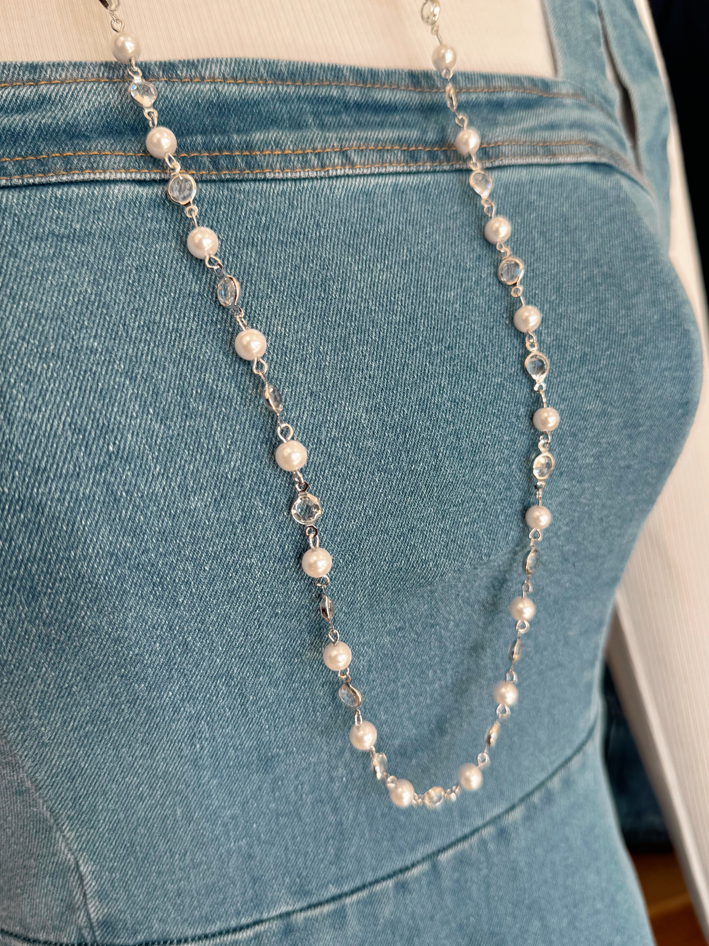 Long Pearl & Chain Necklace