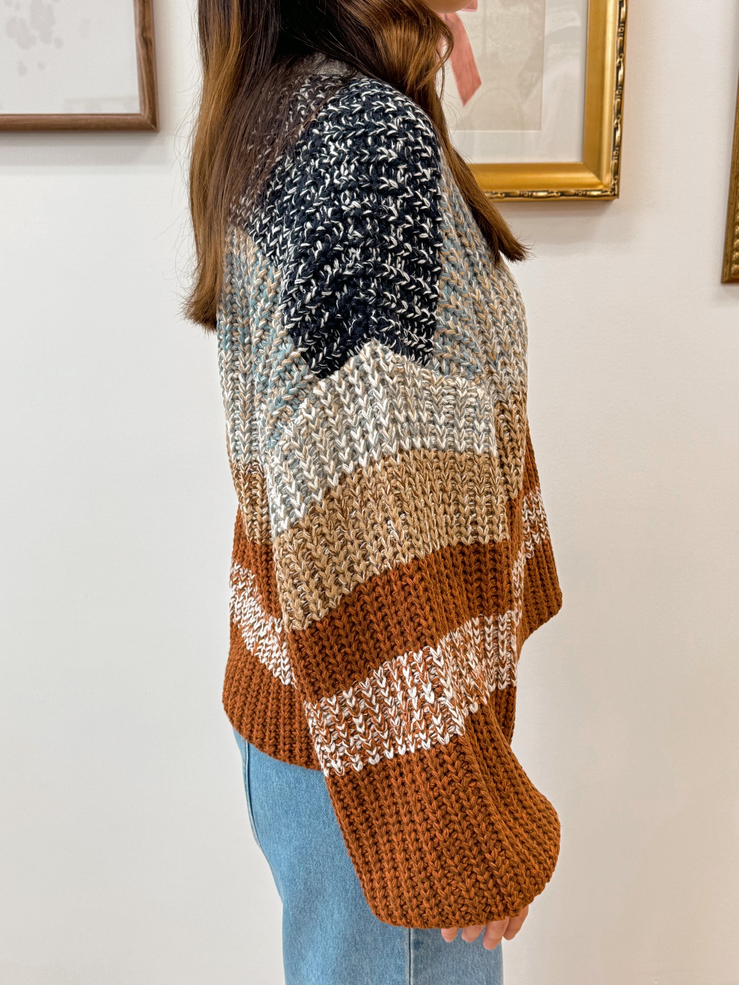 Navy & Rust Knit Sweater Shirts & Tops