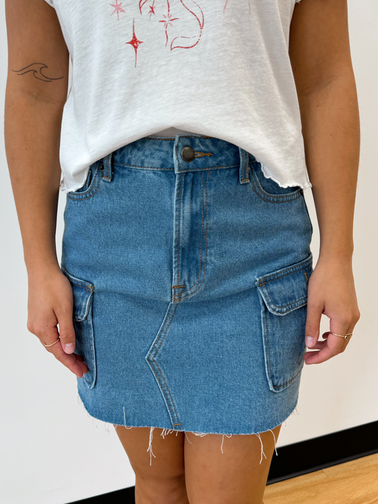 Cargo Denim Mini Skirt