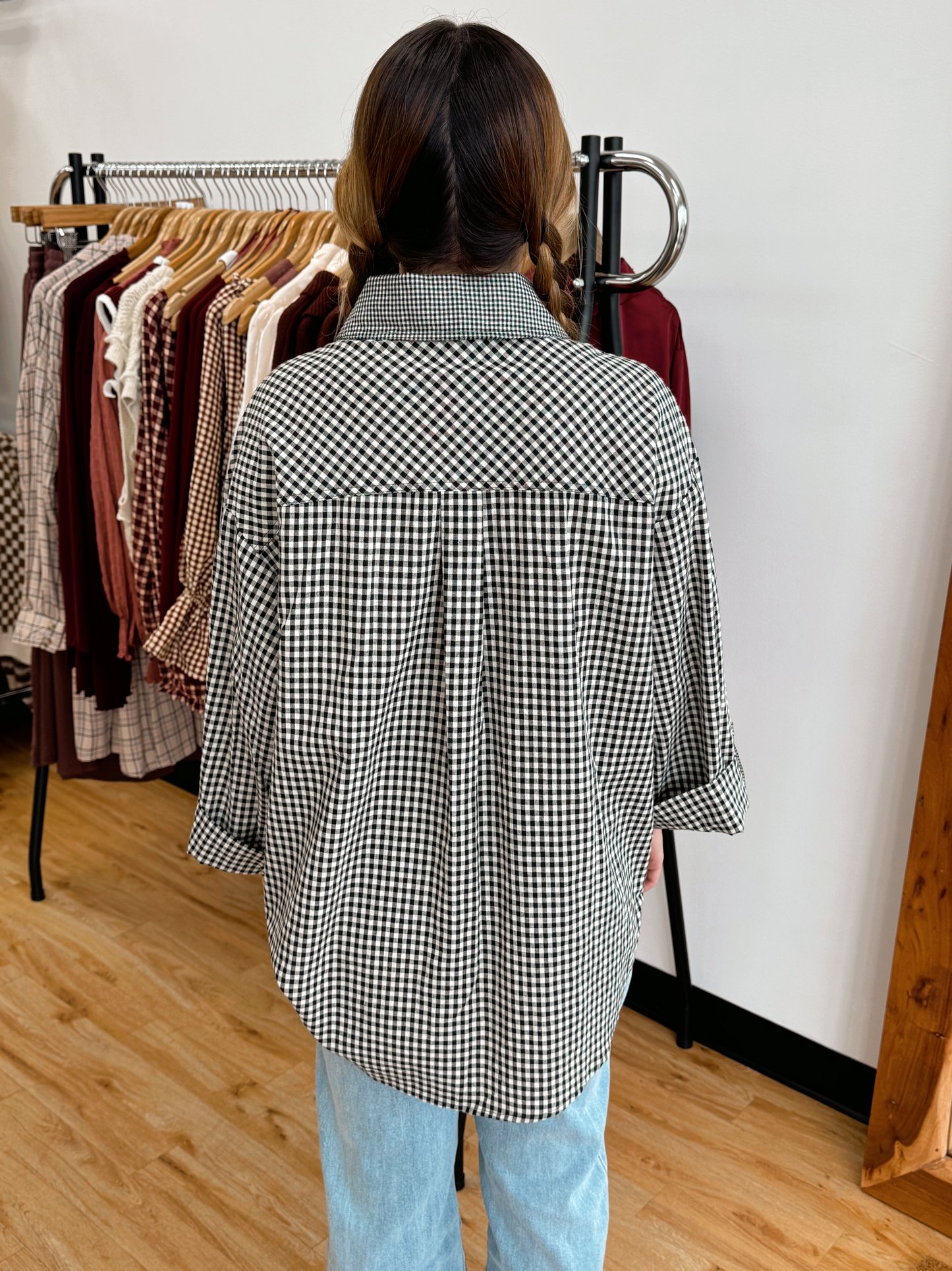 Gingham Button-Up Blouse