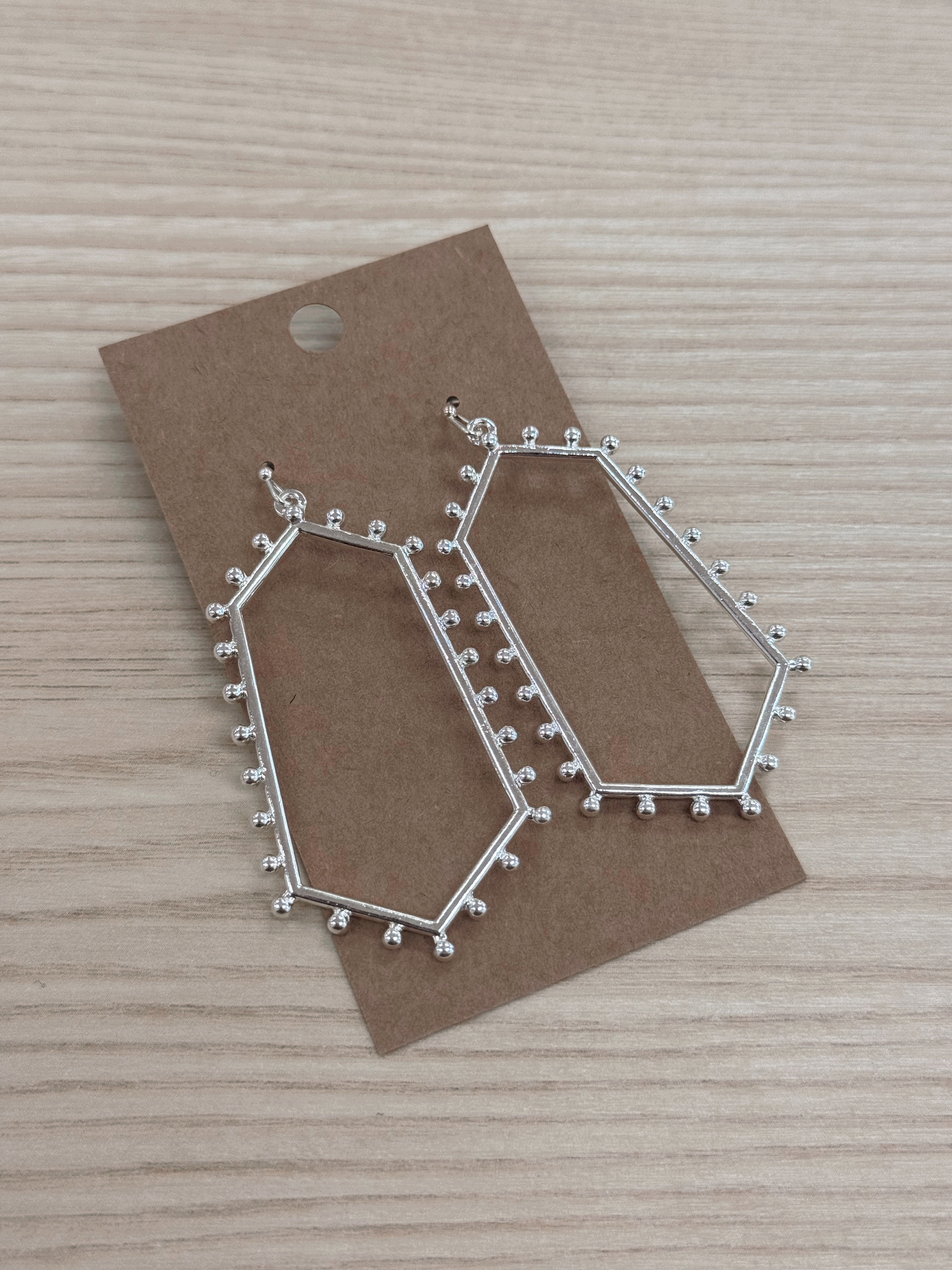 Geometric Shaped Metal Drop Hook Earrings