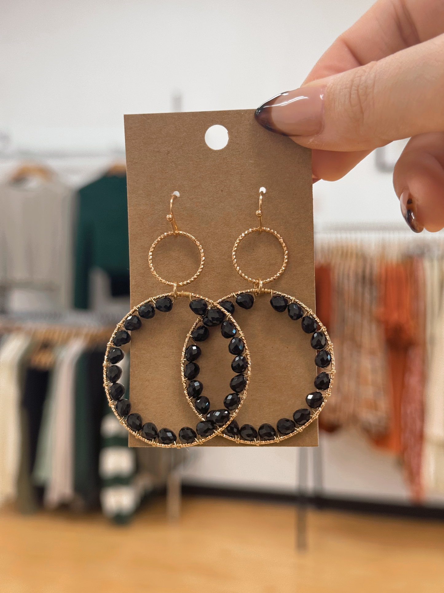 Black Beaded Earrings