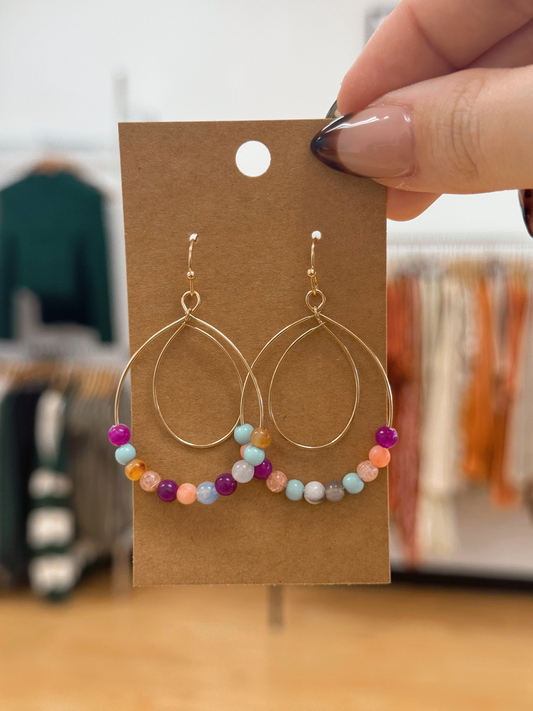 Colorful Beaded Drop Earrings