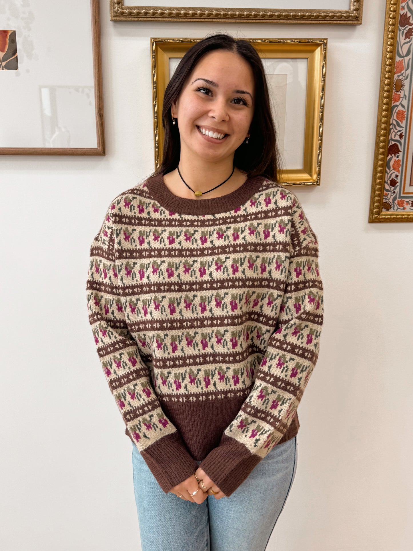 Western Boho Knit Sweater Shirts & Tops