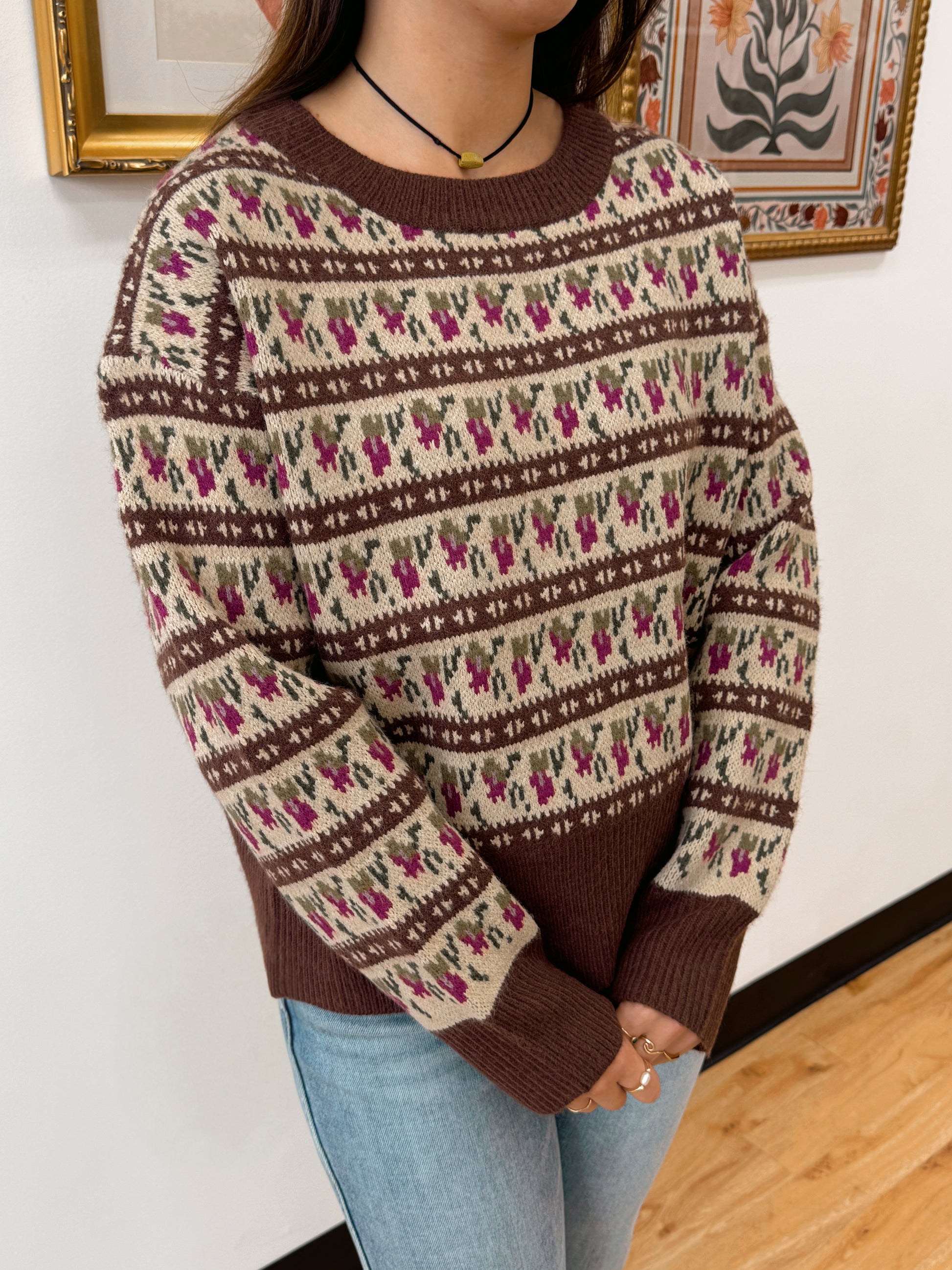 Western Boho Knit Sweater Shirts & Tops