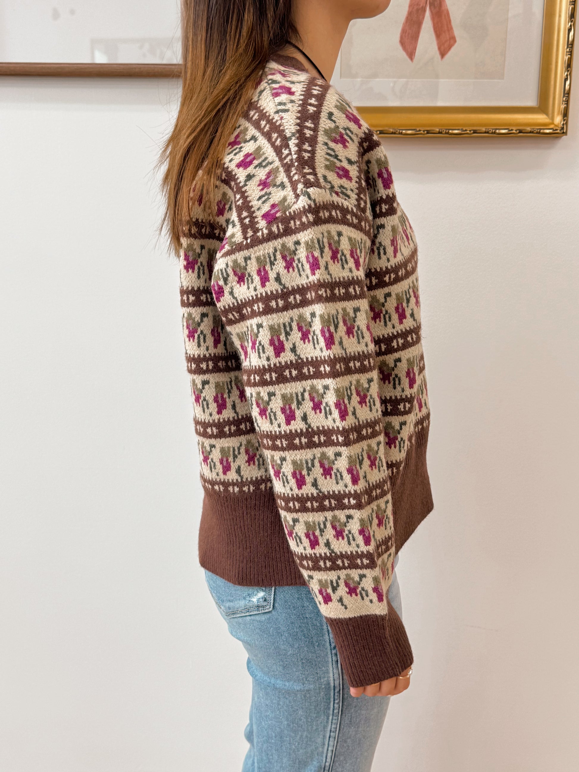 Western Boho Knit Sweater Shirts & Tops