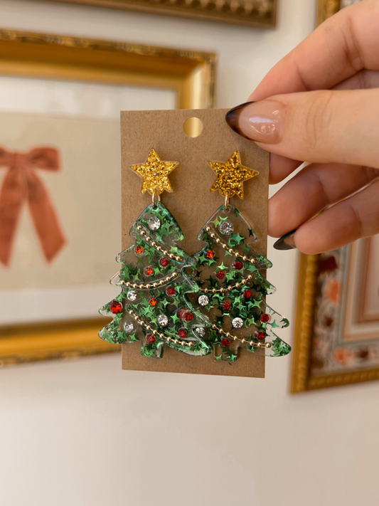 Acrylic Christmas Tree Earrings