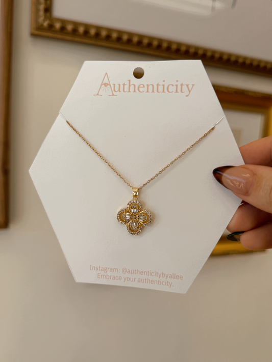 CZ Clover Charm Necklace