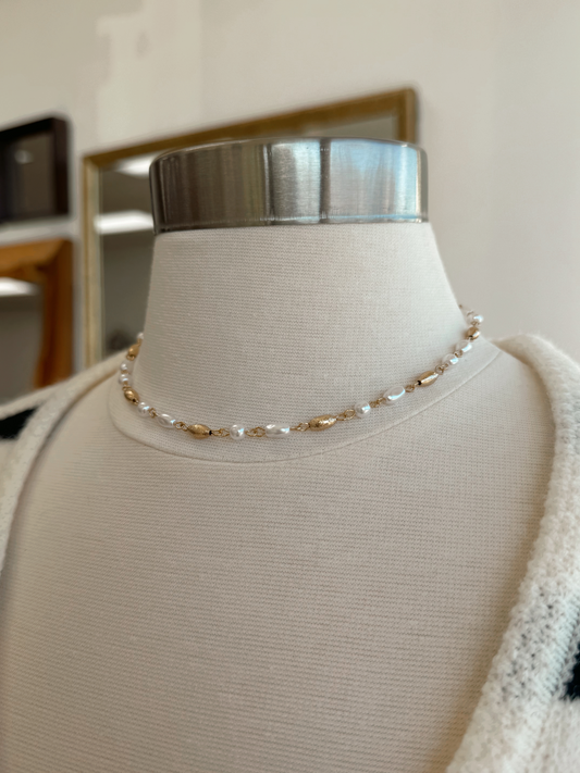 Gold & Pearl Beaded Necklace