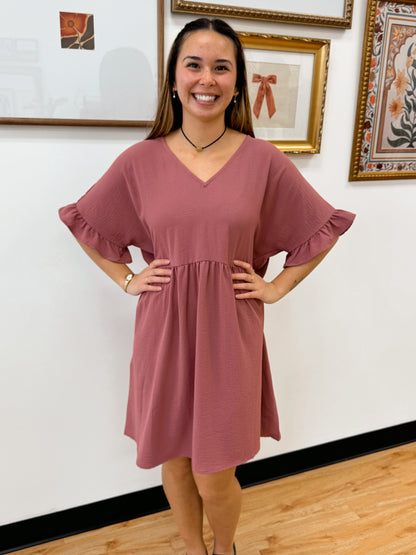 Mauve Short Sleeve Dress