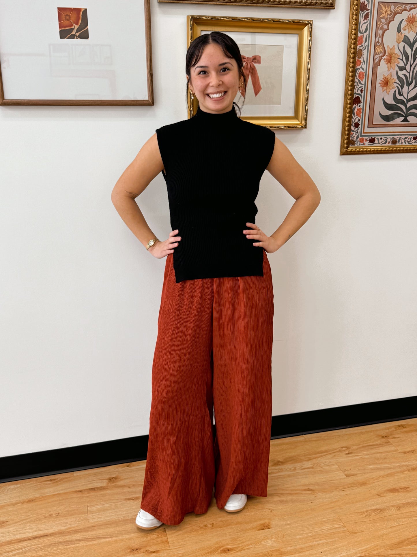 Crinkled Wide Leg Pants