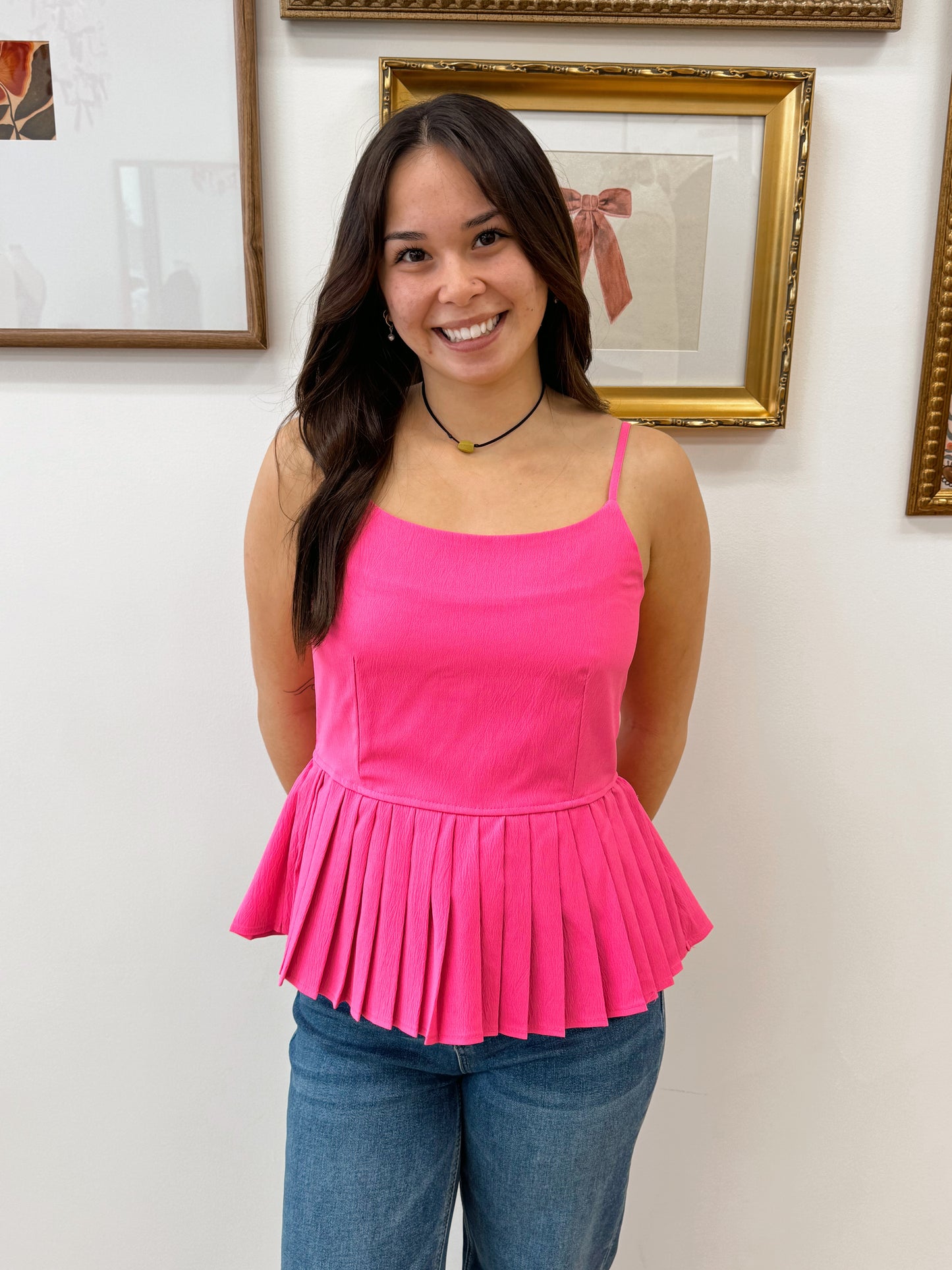 Pleated Babydoll Tank Top