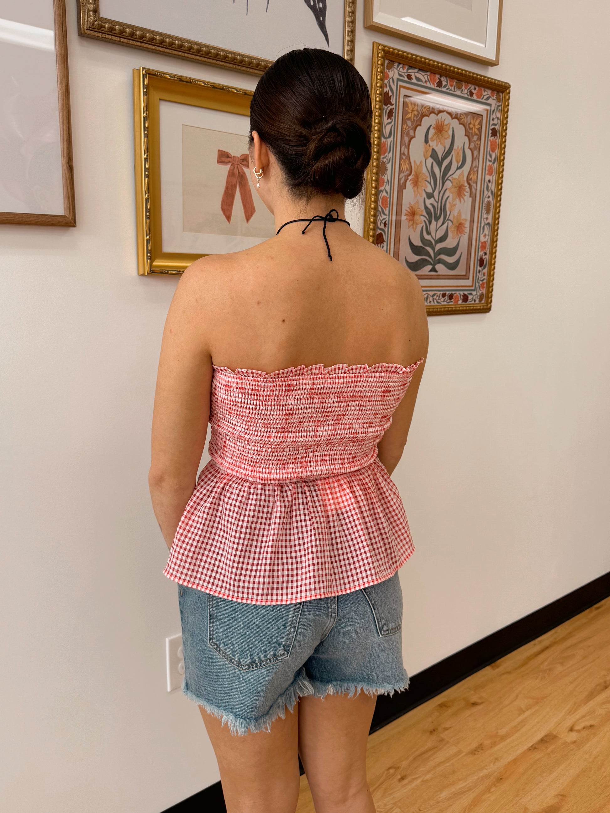 Gingham Smocked Tube Top