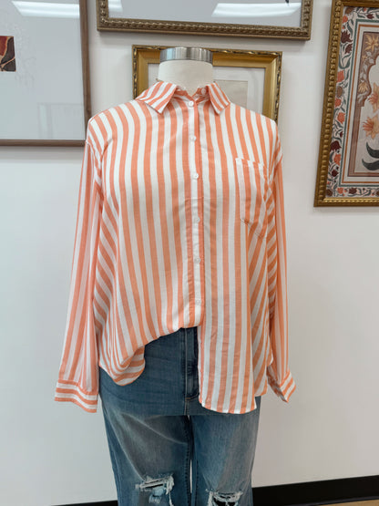 Plus Striped Button-Up Top