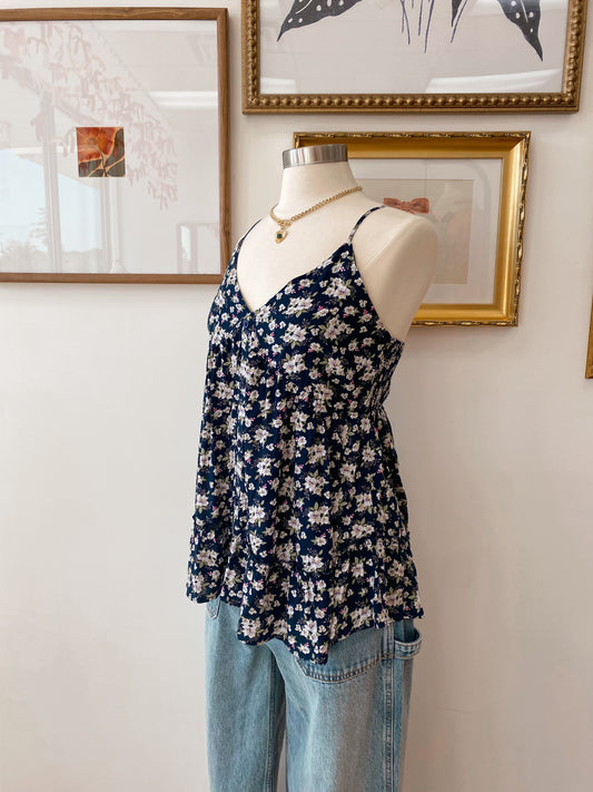 Floral Navy Tank Top