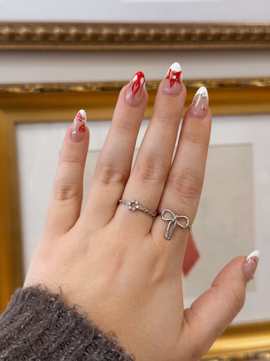 Silver Flower Chain Ring