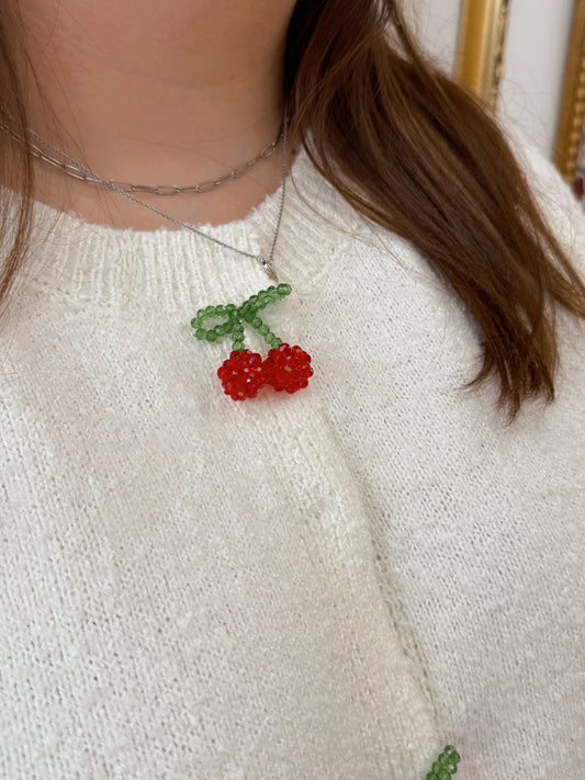 Cherry Beaded Cardigan