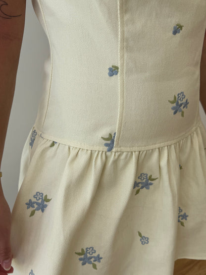 Embroidered Drop Waist Dress