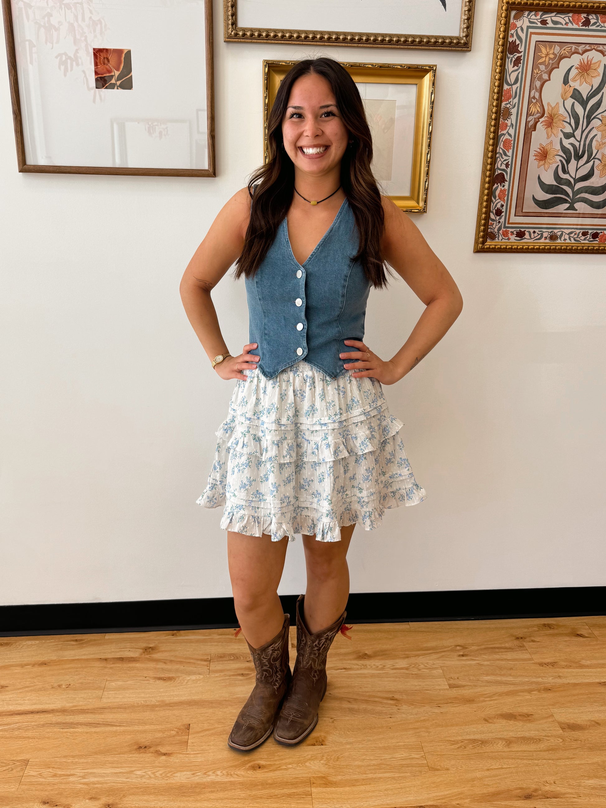 Blue Floral Skirt