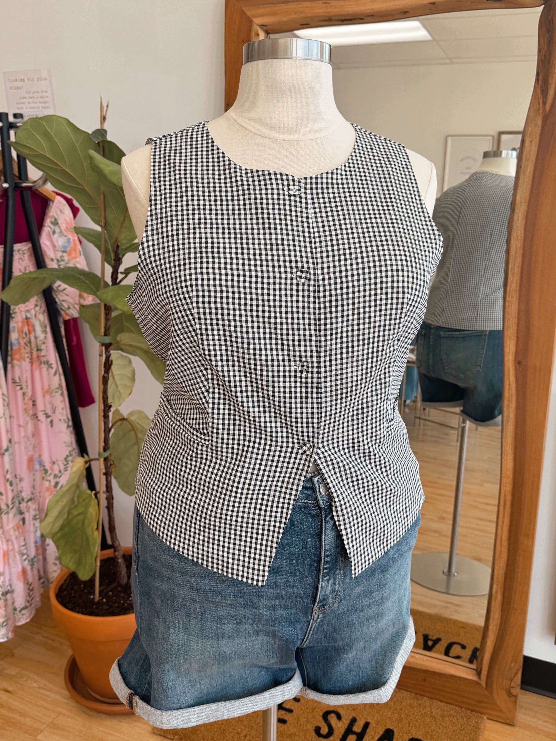 Plus Gingham Vest Top
