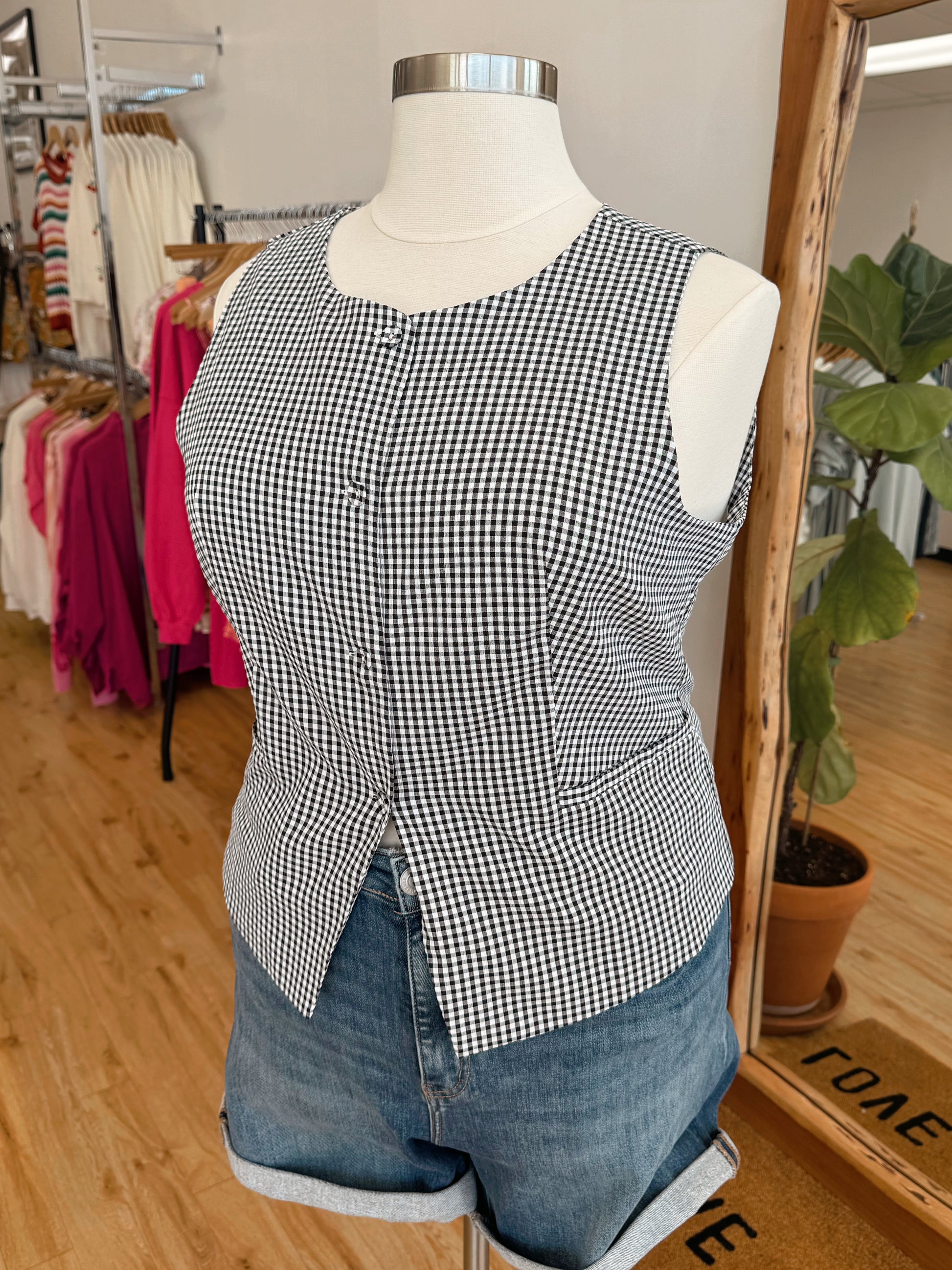 Plus Gingham Vest Top