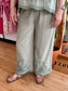 Sage Embroidered Linen Pants Bottoms