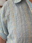 Blue Embroidered Button Up Top Shirts & Tops
