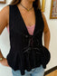 Black Lace Vest Shirts & Tops
