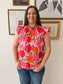Vibrant Floral Short Sleeve Top Shirts & Tops