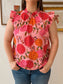 Vibrant Floral Short Sleeve Top Shirts & Tops