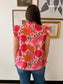 Vibrant Floral Short Sleeve Top Shirts & Tops