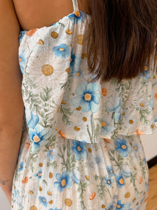 Blue Floral Jumpsuit Romper