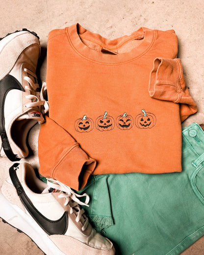 Jack O' Lantern Embroidery Sweatshirt Shirts & Tops